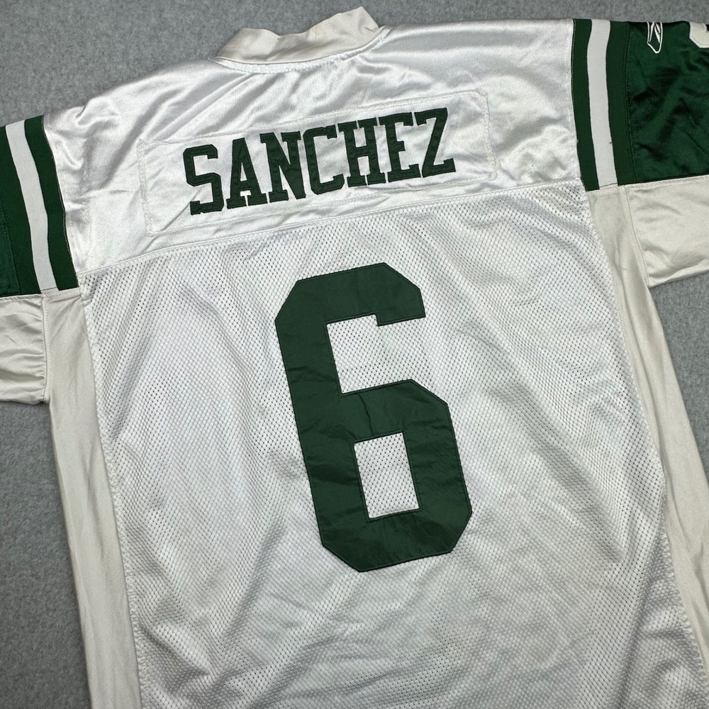 Reebok NFL Authentic New York Jets Mark Sanchez 6 Jersey Mens 52 White Green - Picture 7 of 7